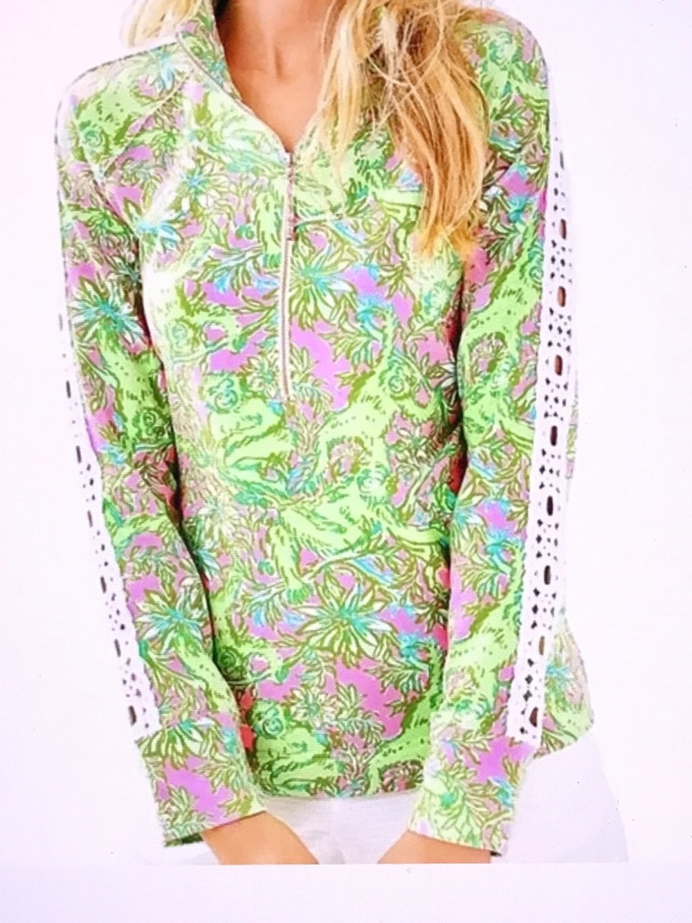 LILLY PULITZER Chimply Chic Skipper with Lace Popover Women’s Size Small